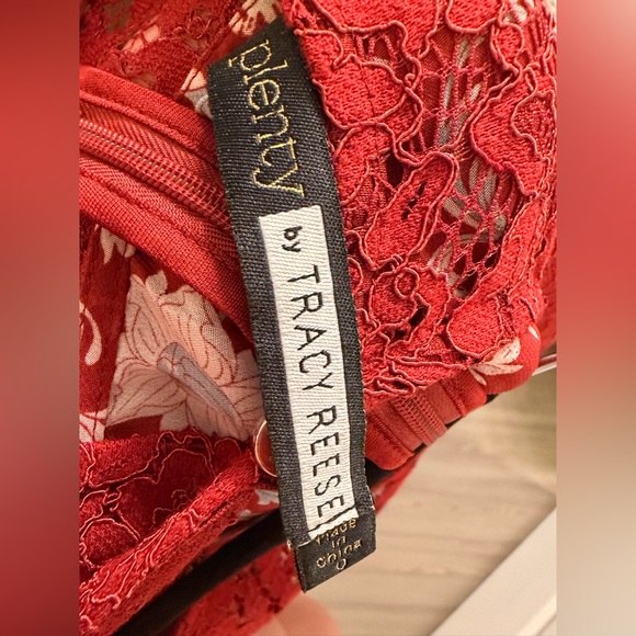 Anthropologie Women’s Arcadia Red Lace Floral Midi Dress size 0 - Picture 9 of 10